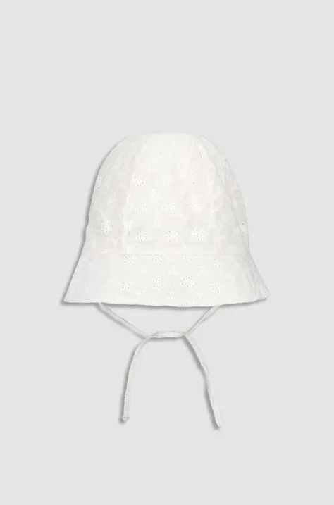Otroški bombažni klobuk Coccodrillo bela barva