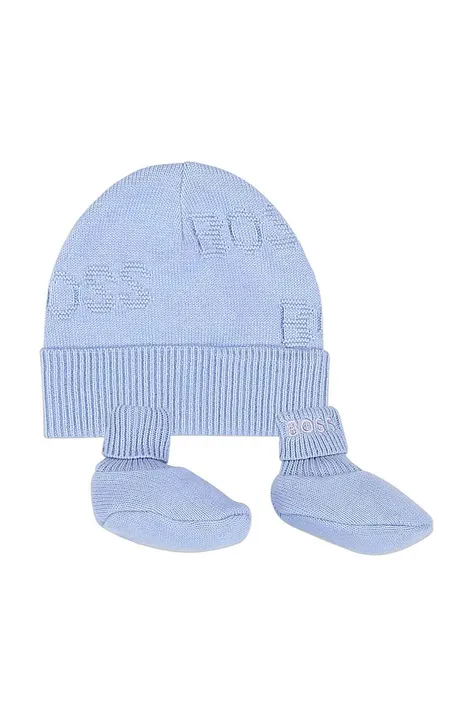 BOSS komplet bawełniany niemowlęcy kolor niebieski