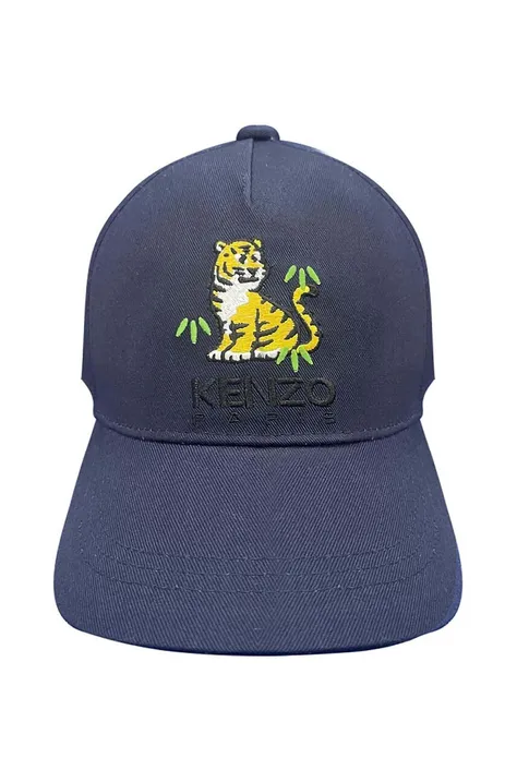 Детская хлопковая кепка Kenzo Kids цвет синий с аппликацией