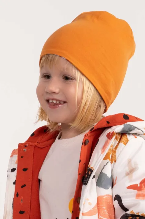 Coccodrillo czapka dwustronna dziecięca kolor pomarańczowy z cienkiej dzianiny