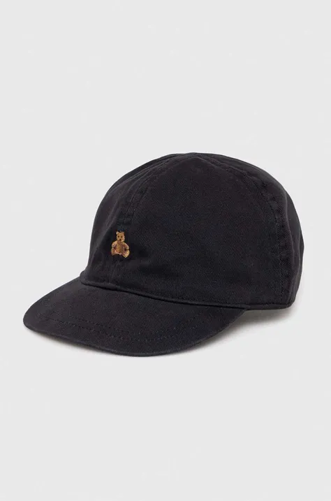 GAP czapka z daszkiem bawełniana dziecięca kolor czarny z aplikacją