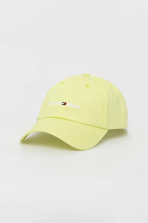 Bombažna bejzbolska kapa Tommy Jeans rumena barva