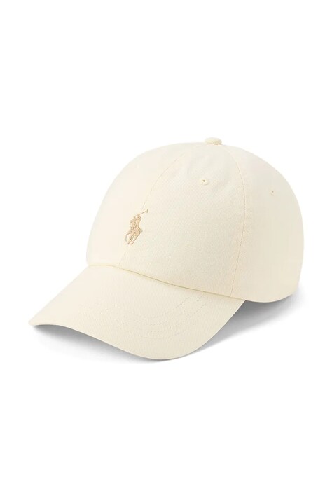 Polo Ralph Lauren czapka z daszkiem bawełniana kolor beżowy gładka 710667709