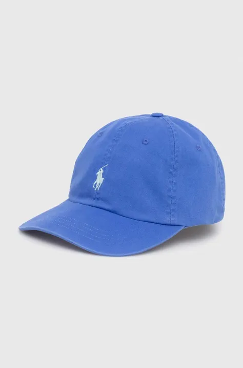 Polo Ralph Lauren czapka z daszkiem bawełniana kolor niebieski z aplikacją