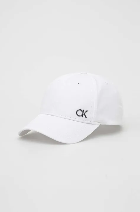 Bavlněná baseballová čepice Calvin Klein bílá barva