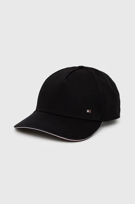 Βαμβακερό καπέλο του μπέιζμπολ Tommy Hilfiger χρώμα: μαύρο