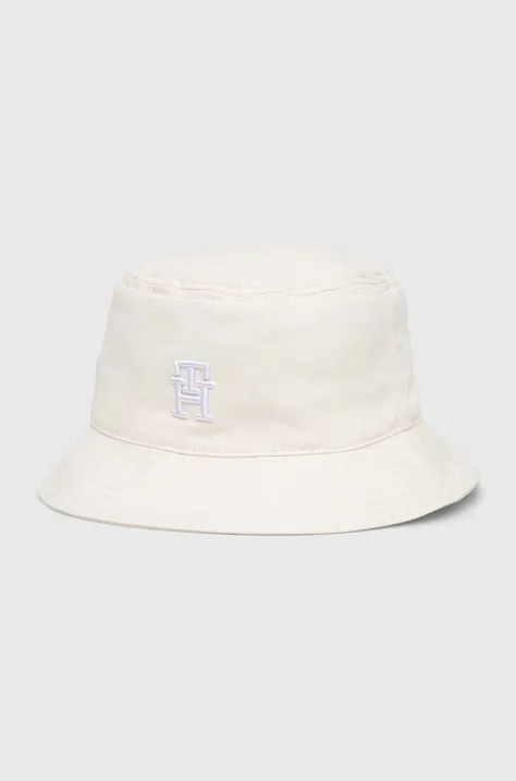 Bombažni klobuk Tommy Hilfiger bela barva