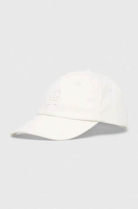 Pamučna kapa sa šiltom Tommy Hilfiger boja: bijela, glatka