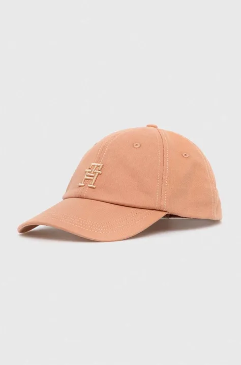 Хлопковая кепка Tommy Hilfiger цвет оранжевый однотонная