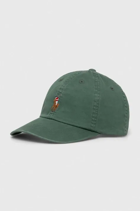 Kapa sa šiltom Polo Ralph Lauren boja: zelena, bez uzorka