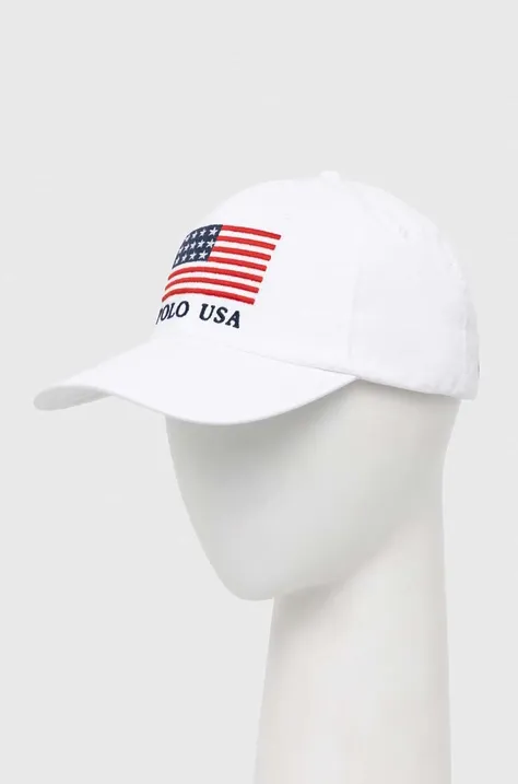 Βαμβακερό καπέλο του μπέιζμπολ Polo Ralph Lauren χρώμα: άσπρο