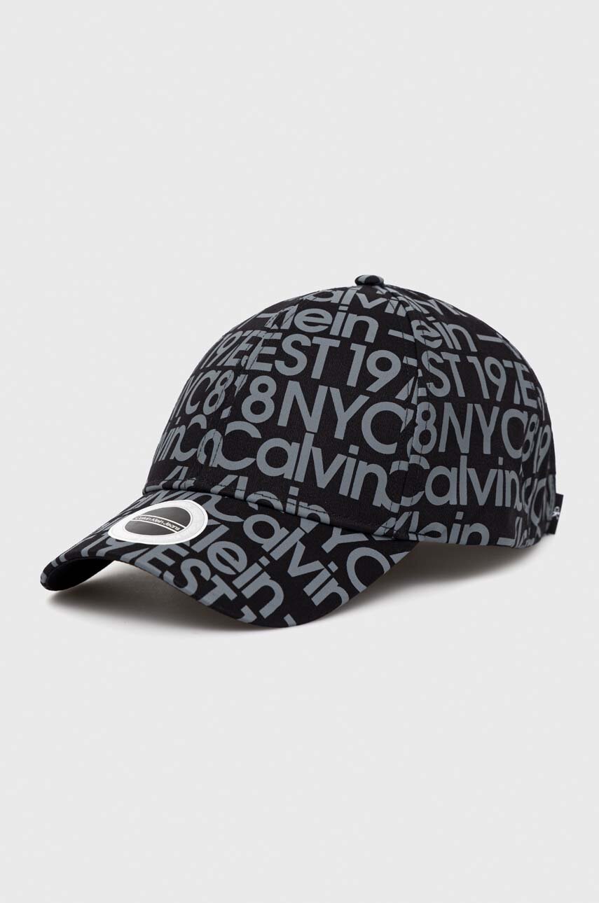 Calvin Klein Jeans czapka z daszkiem bawełniana kolor czarny wzorzysta