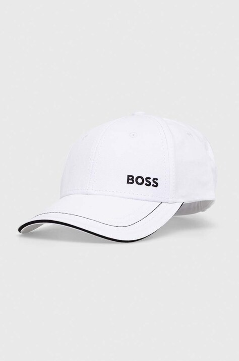 Βαμβακερό καπέλο του μπέιζμπολ BOSS BOSS GREEN χρώμα: άσπρο