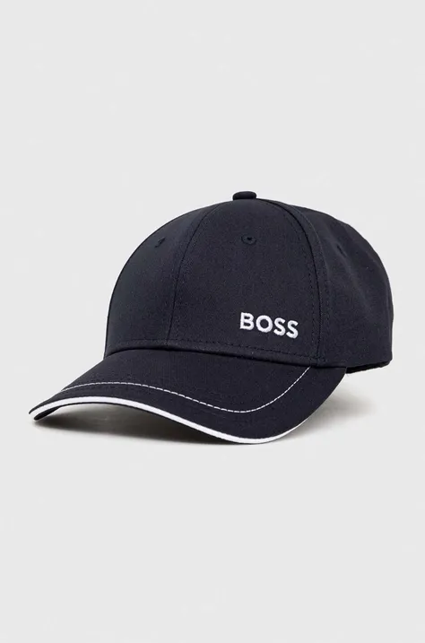 Хлопковая кепка BOSS BOSS GREEN цвет синий однотонная