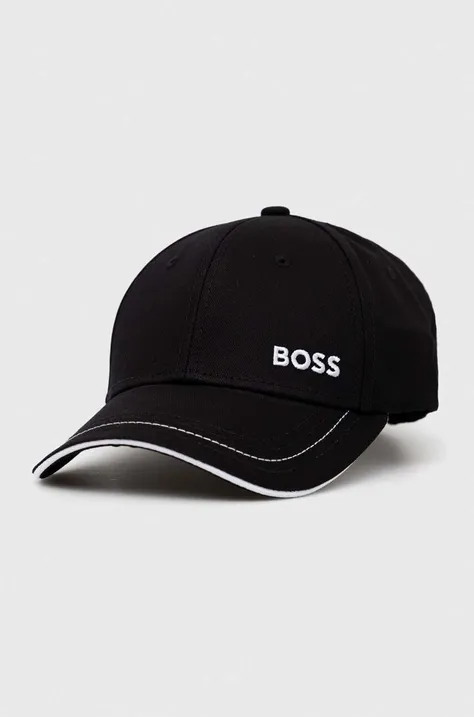 Βαμβακερό καπέλο του μπέιζμπολ BOSS BOSS GREEN χρώμα: μαύρο