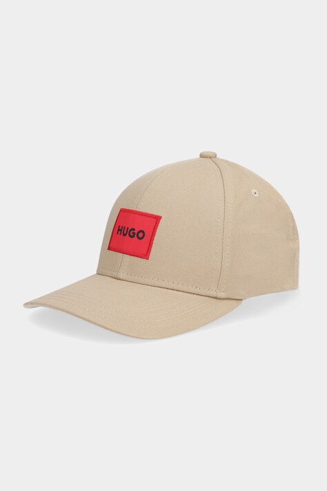 HUGO czapka z daszkiem bawełniana kolor beżowy 50492745
