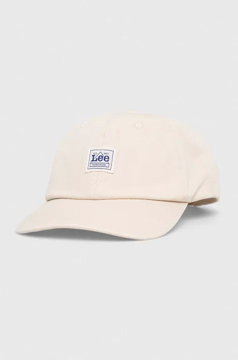 Βαμβακερό καπέλο του μπέιζμπολ Lee χρώμα: μπεζ