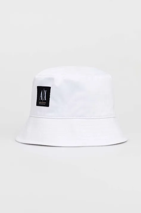 Bombažni klobuk Armani Exchange bela barva