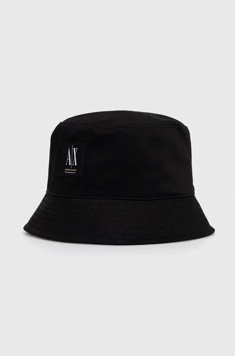 Bavlnený klobúk Armani Exchange čierna farba, bavlnený