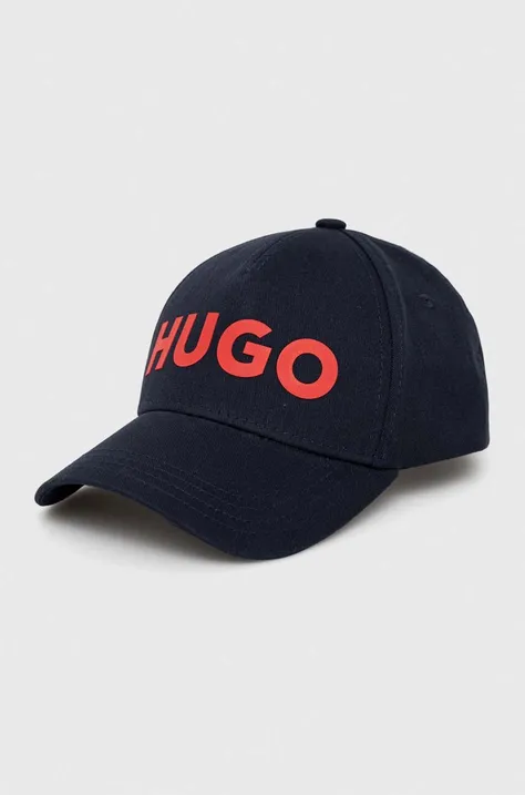 Βαμβακερό καπέλο του μπέιζμπολ HUGO χρώμα: ναυτικό μπλε