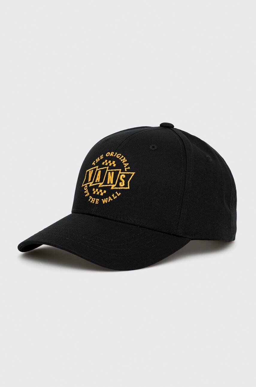 Vans czapka z daszkiem bawełniana kolor czarny z aplikacją