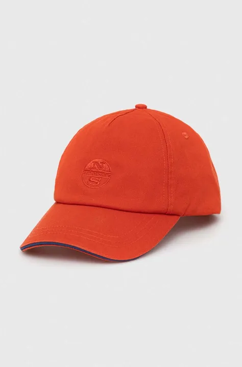 Pamučna kapa sa šiltom North Sails boja: narančasta, glatka