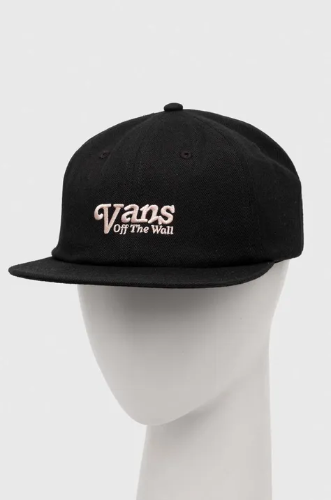 Vans czapka z daszkiem z domieszką wełny kolor czarny z nadrukiem
