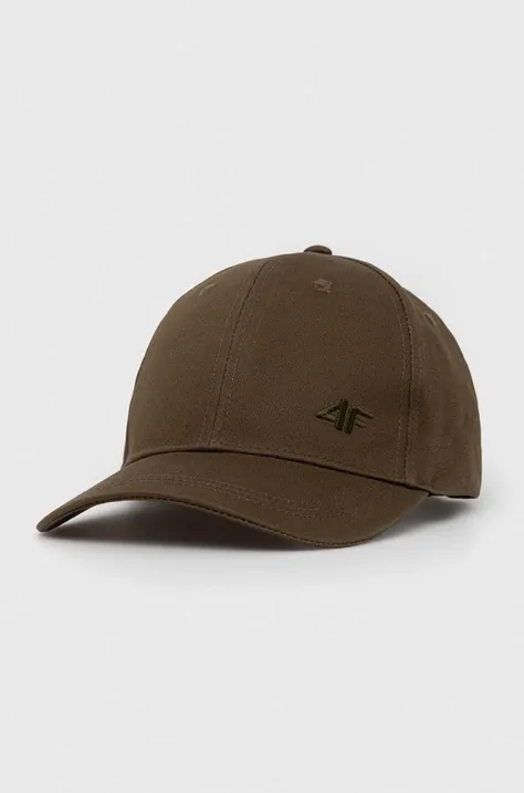 4F czapka z daszkiem bawełniana kolor czarny gładka