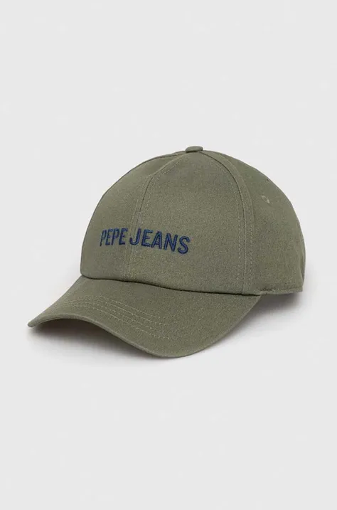 Bombažna bejzbolska kapa Pepe Jeans zelena barva