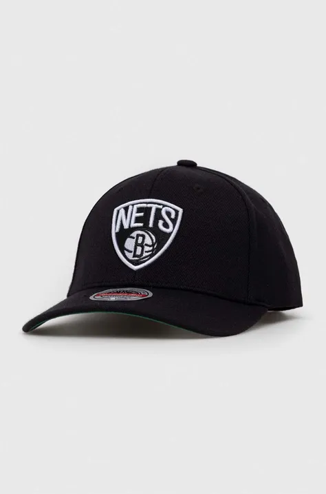 Kapa iz mešanice volne Mitchell&Ness Brooklyn Nets črna barva