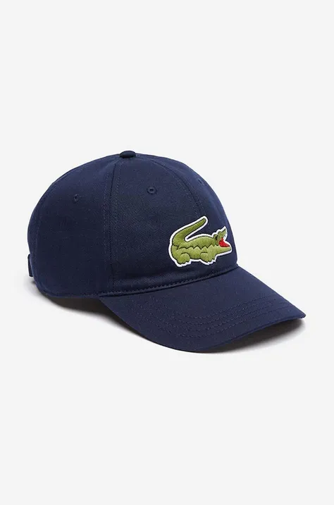 Βαμβακερό καπέλο του μπέιζμπολ Lacoste χρώμα: ναυτικό μπλε