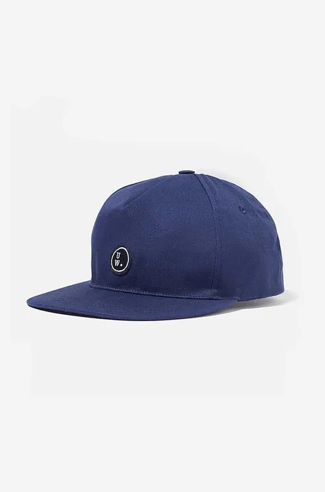 Bombažna bejzbolska kapa Universal Works mornarsko modra barva
