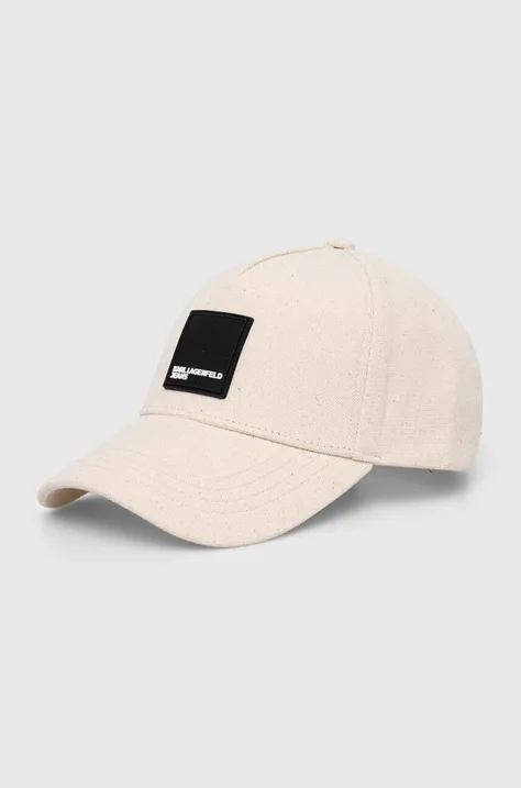 Βαμβακερό καπέλο του μπέιζμπολ Karl Lagerfeld Jeans χρώμα: μπεζ