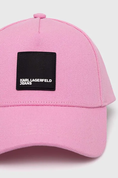 Karl Lagerfeld Jeans berretto da baseball in cotone colore rosa con applicazione