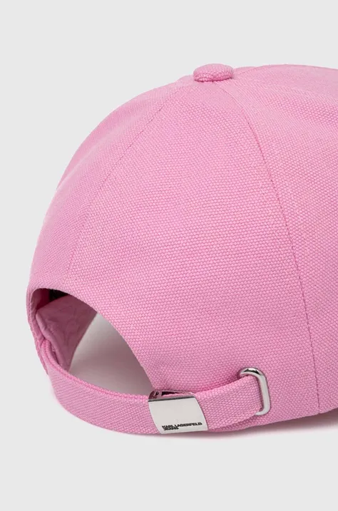 Karl Lagerfeld Jeans czapka z daszkiem bawełniana kolor różowy z aplikacją