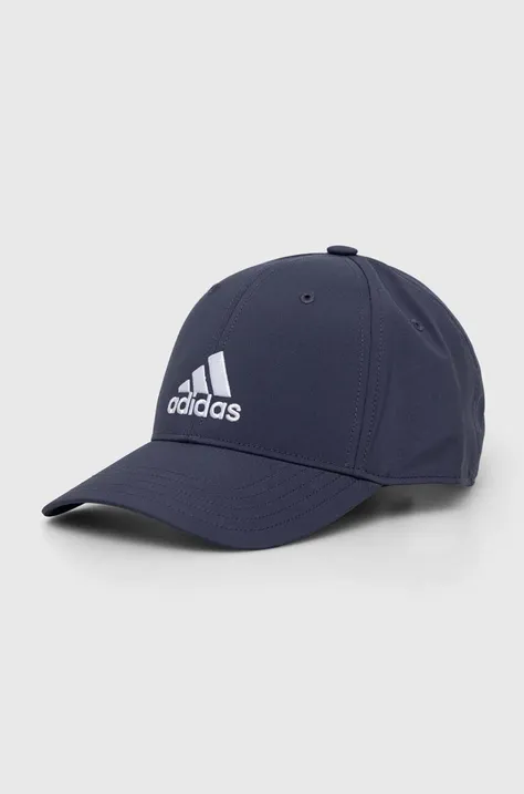 adidas czapka z daszkiem kolor niebieski z aplikacją