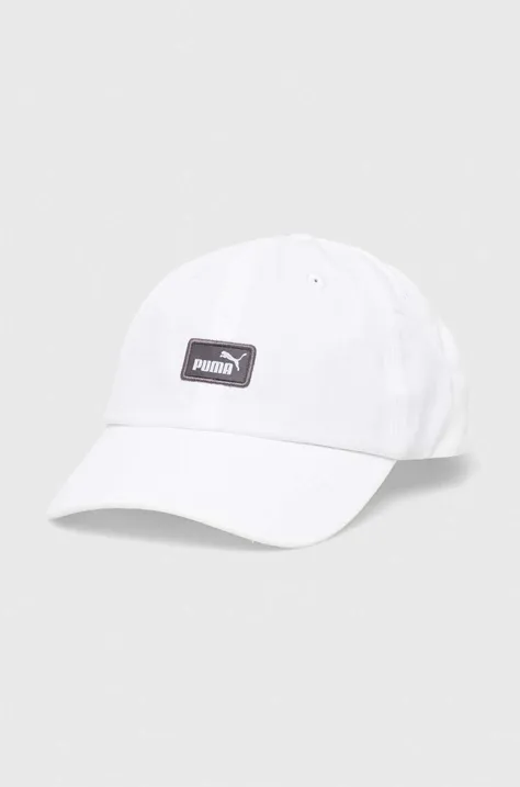 Хлопковая кепка Puma цвет белый с аппликацией