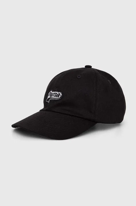 Βαμβακερό καπέλο του μπέιζμπολ Puma χρώμα: μαύρο, 24032