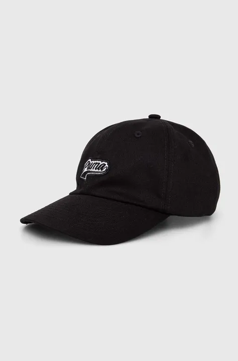 Puma șapcă de baseball din bumbac culoarea negru, cu imprimeu, 24032