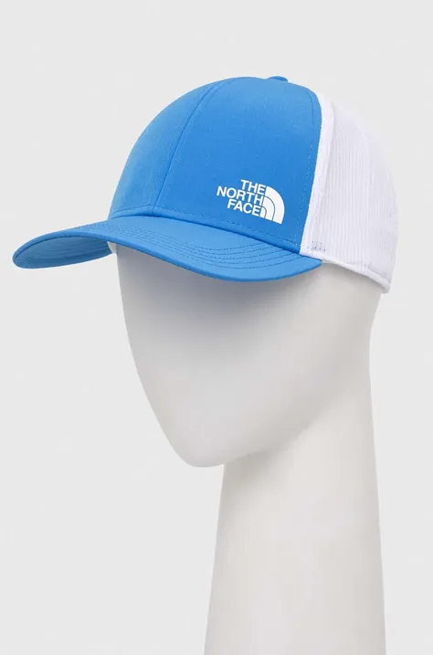 The North Face czapka z daszkiem Trail Trucker 2.0 kolor niebieski z nadrukiem