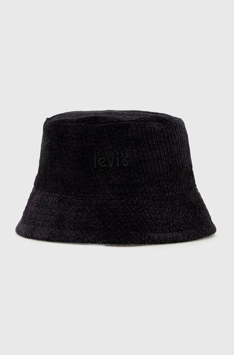 Dvostranski klobuk Levi's črna barva