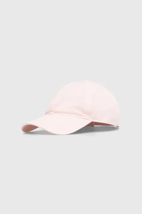 Хлопковая кепка Lacoste цвет розовый однотонная