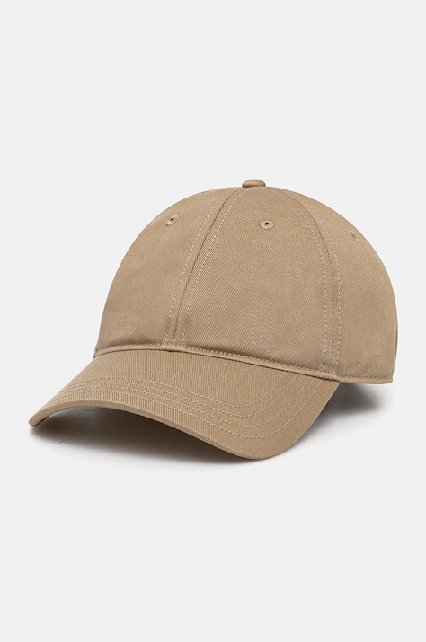 Lacoste șapcă de baseball din bumbac culoarea bej, neted