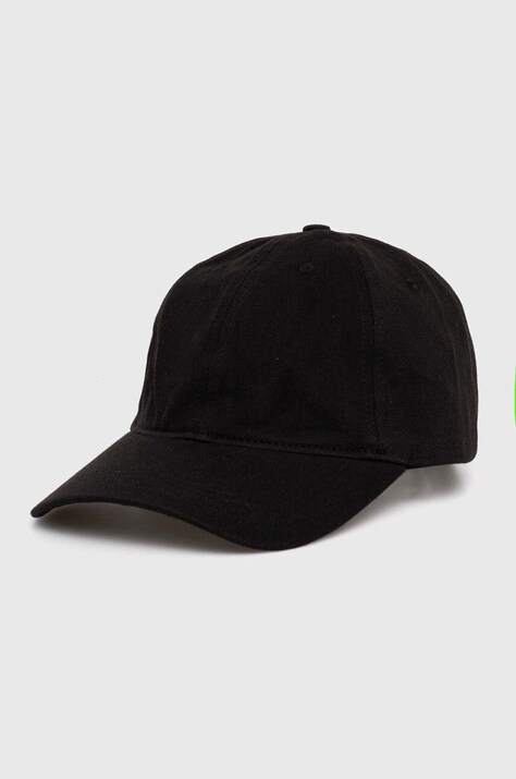 Lacoste czapka z daszkiem bawełniana kolor czarny gładka