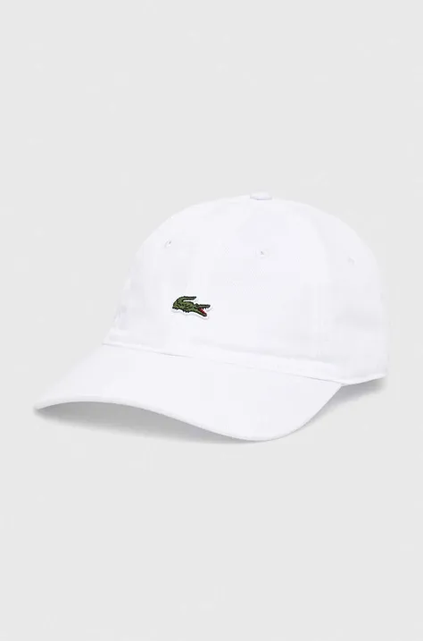 Lacoste czapka z daszkiem bawełniana kolor biały z aplikacją RK0491-031