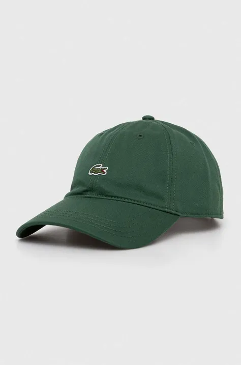 Хлопковая кепка Lacoste цвет зелёный с аппликацией RK0491-031