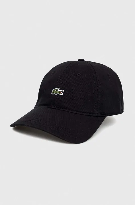 Βαμβακερό καπέλο του μπέιζμπολ Lacoste χρώμα μαύρο