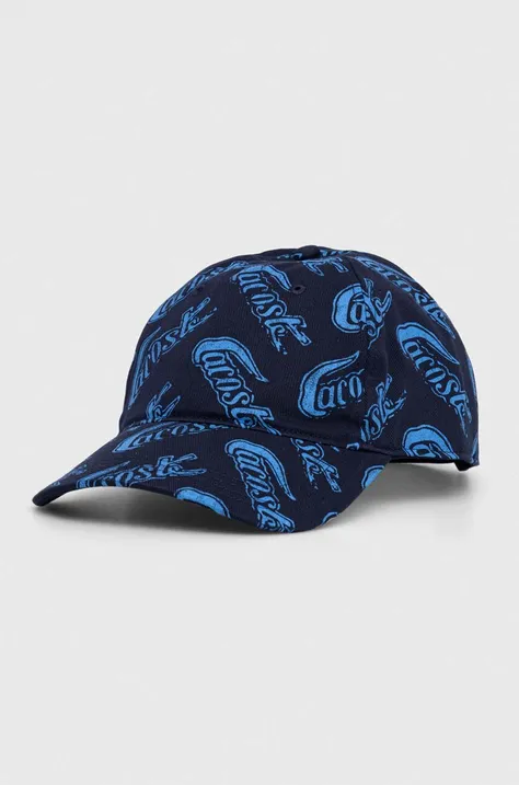 Хлопковая кепка Lacoste цвет синий узор