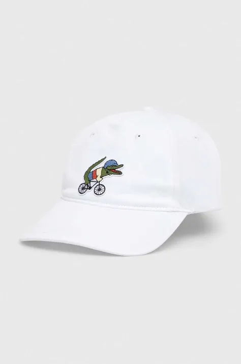 Бавовняна кепка Lacoste x Netflix колір білий з аплікацією RK7743-VIQ