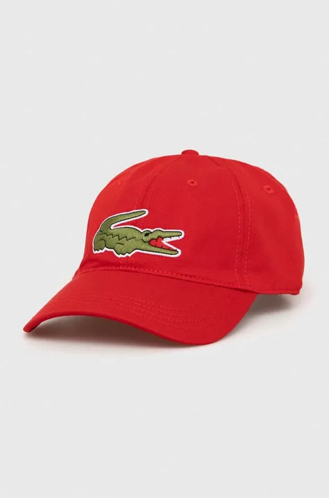 Βαμβακερό καπέλο του μπέιζμπολ Lacoste χρώμα κόκκινο RK9871